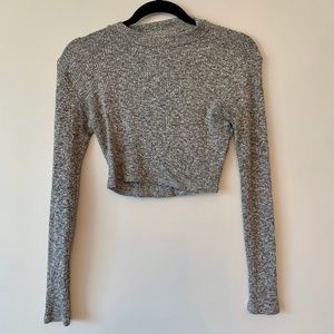 Gray Cropped Long Sleeve Shirt